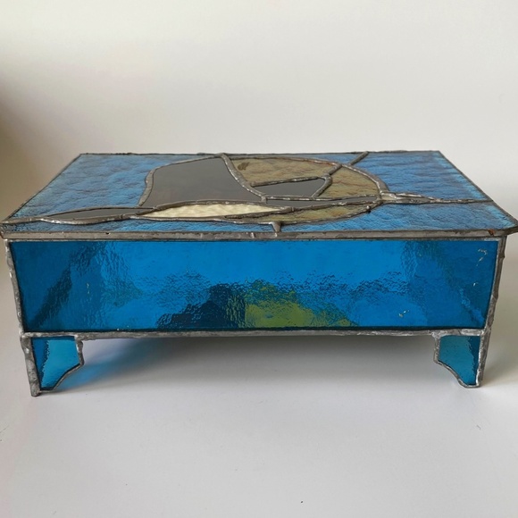 Tiffany Style Stained Glass Jewelry or Trinket Box Vintage - Picture 2 of 8
